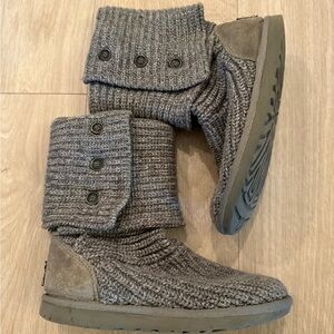 Ugg Cardy Classic Gray Knit Button Boots